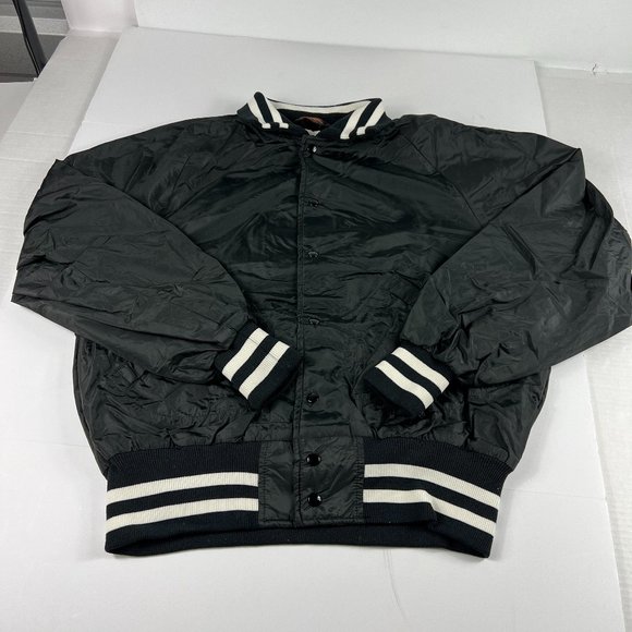 VTG Megadeath Bomber Jacket Large Black Killing Is My Business Thrashed Graphic - Picture 1 of 14